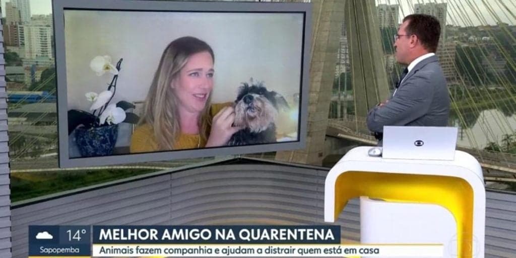 Rodrigo Bocardi, cotado para assumir o comando do Bom Dia Brasil, "bate papo" ao vivo com cachorro e viraliza