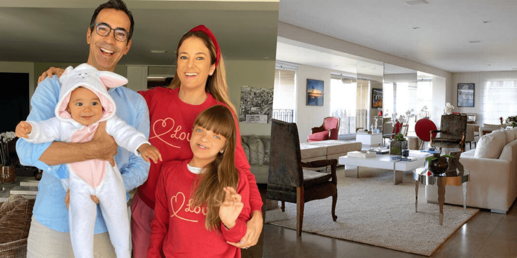 Entramos na casa milionária de Ticiane Pinheiro e César Tralli: cozinha gourmet, sala gigante com piano e lareira