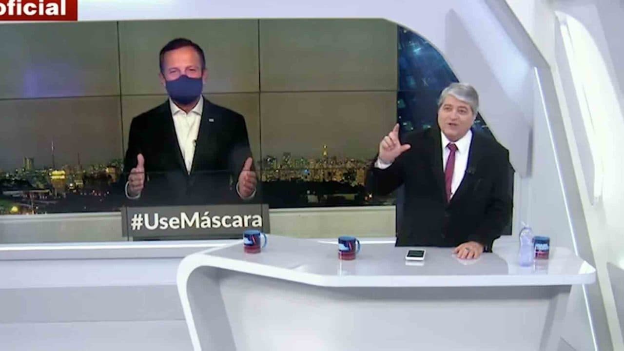 João Dória e Datena riram da cena protagonizada por Jair Bolsonaro (Foto: Reprodução) João Dória e Datena riram da cena protagonizada por Jair Bolsonaro (Foto: Reprodução)