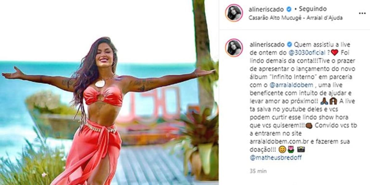 Aline Riscado exibindo as suas tatuagens em foto: (Reprodução/Instagram)