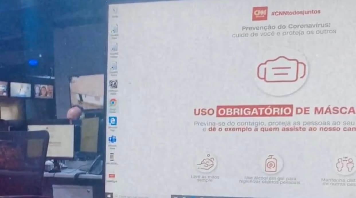 CNN Brasil pede para que funcionários usem máscaras (foto: Reportagem/TV Foco) CNN Brasil pede para que funcionários usem máscaras (foto: Reportagem/TV Foco)