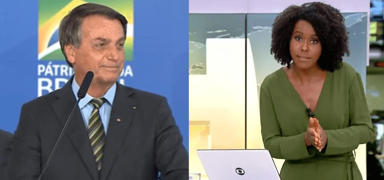 Bolsonaro responde à Globo após Maju Coutinho alfinetar no Jornal Hoje (Foto: Reprodução/Globo) Bolsonaro responde à Globo após Maju Coutinho alfinetar no Jornal Hoje (Foto: Reprodução/Globo)