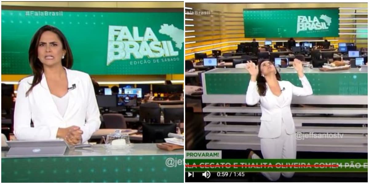 Carla Cecato ajoelha no Fala Brasil (Foto: Reprodução)