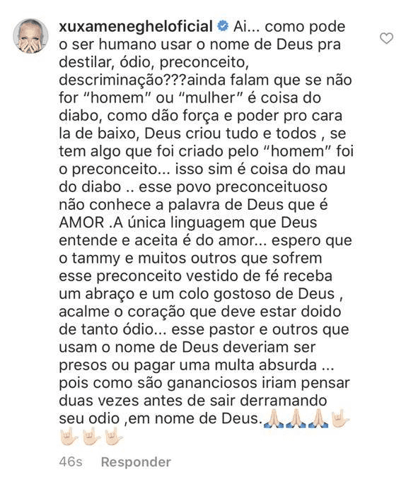 Xuxa detonou Silas Malafaia (Foto: reprodução/Instagram) Xuxa detonou Silas Malafaia (Foto: reprodução/Instagram)