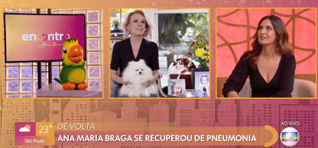 Ana Maria Braga com Fátima no Encontro (Foto: Reprodução/ Globoplay) Ana Maria Braga com Fátima no Encontro (Foto: Reprodução/ Globoplay)