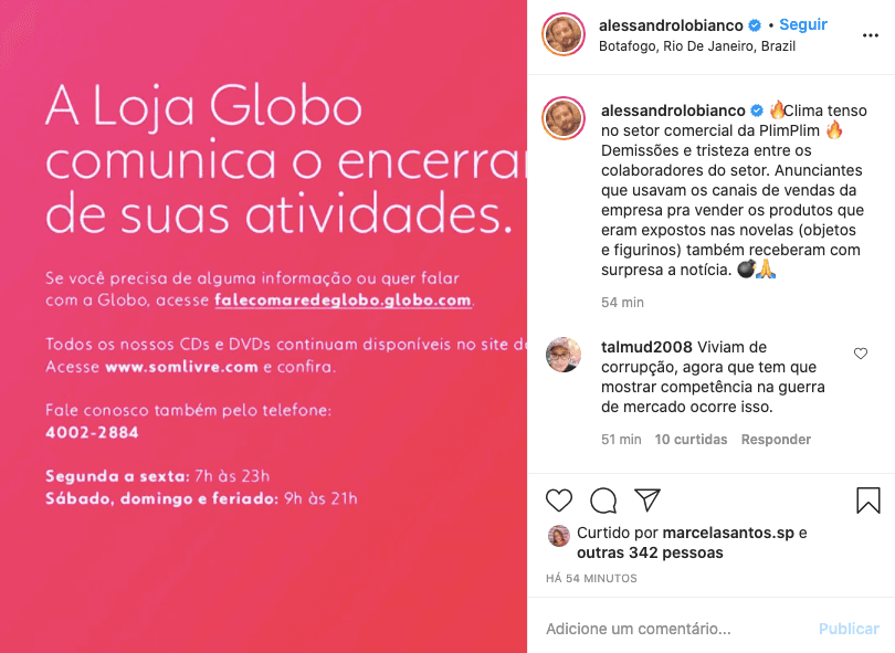 Alessandro Lo Bianco falou sobre a falência da Globo (Foto: reprodução) Alessandro Lo Bianco falou sobre a falência da Globo (Foto: reprodução)