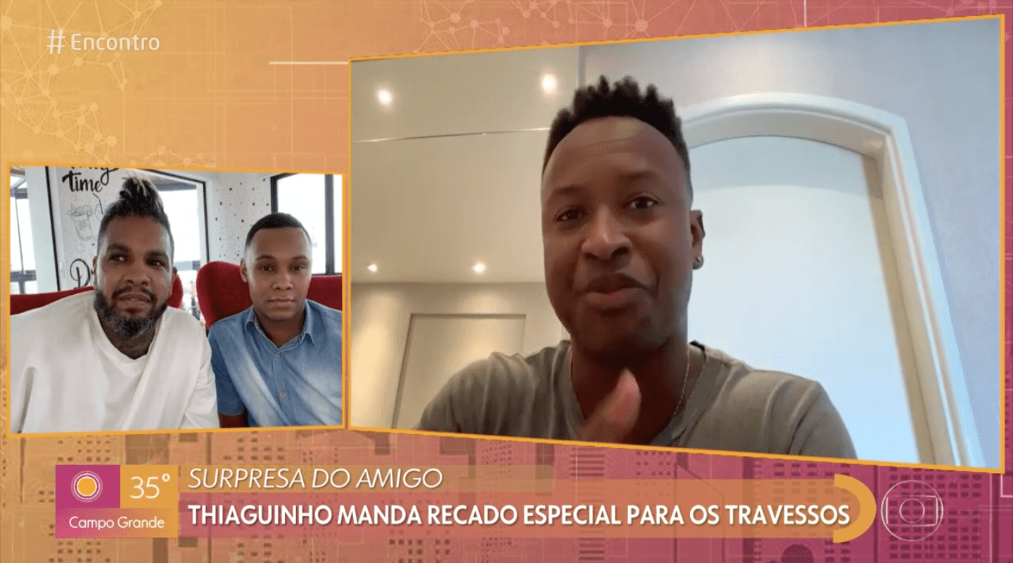Thiaguinho entrou ao vivo no 'Encontro', de Fátima Bernardes, para se declarar (Foto: reprodução/Globo)