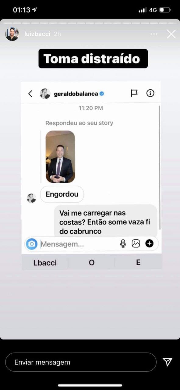 Luiz Bacci expôs a conversa que teve com Geraldo Luís (Foto: Reprodução) Luiz Bacci expôs a conversa que teve com Geraldo Luís (Foto: Reprodução)