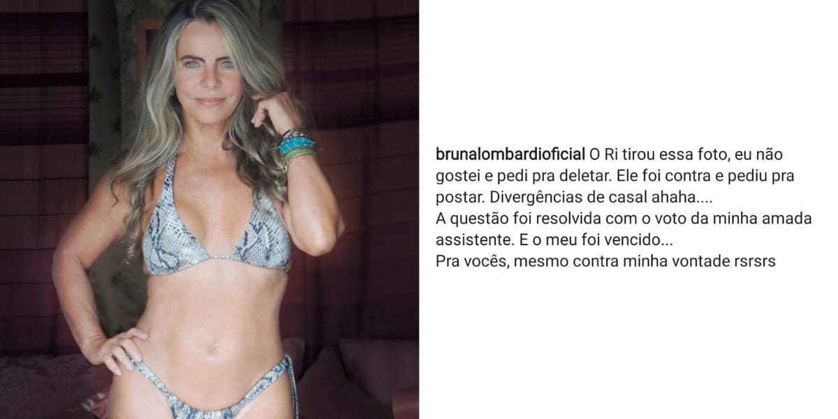 De biquíni, atriz Bruna Lombardi revela divergência com o marido - Foto: Reprodução/Instagram