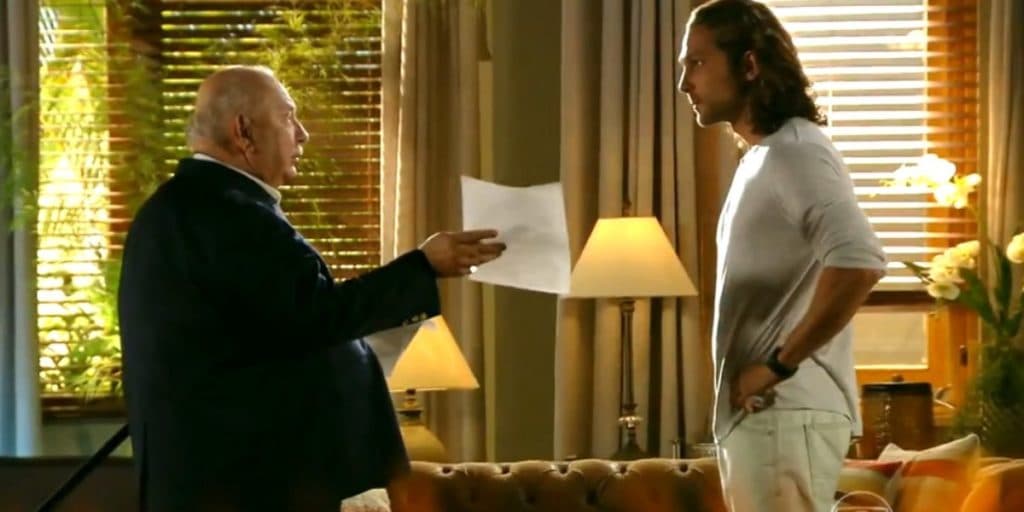 Flor do Caribe: Dionísio assume paternidade de Candinho, refaz testamento e enfurece Alberto: "Sem teatrinho"
