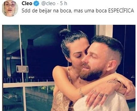 Cleo ao lado do novo namorado (Imagem: Reprodução) Cleo ao lado do novo namorado (Imagem: Reprodução)