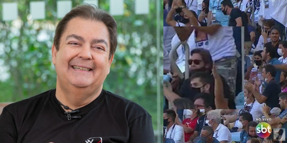 Faustão acompanhou jogo diretamente do Maracanã (Foto: Reprodução/TV Globo/SBT) Faustão acompanhou jogo diretamente do Maracanã (Foto: Reprodução/TV Globo/SBT)