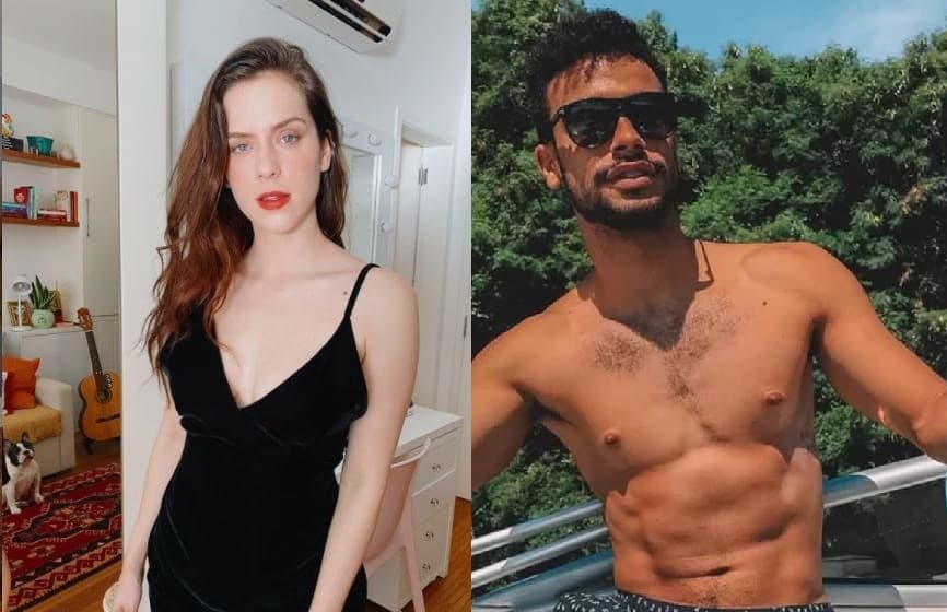 Sophia Abrahão surge com Sergio Malheiros atracado de cueca e volume do ator fica à mostra