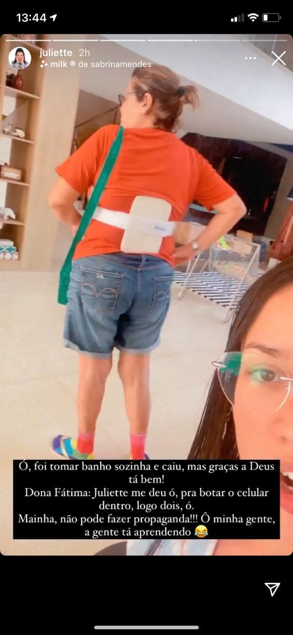 Juliette confirma que mãe sofreu acidente em casa (Reprodução) Juliette confirma que mãe sofreu acidente em casa (Reprodução)