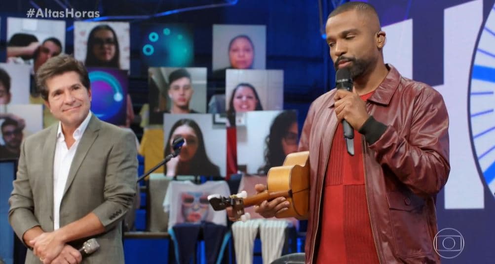 Alexandre Pires e Daniel se assumem parceiros publicamente (Foto: Reprodução/Globo) Alexandre Pires e Daniel se assumem parceiros publicamente (Foto: Reprodução/Globo)