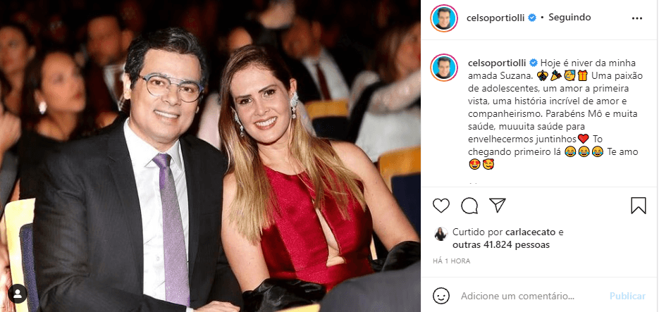 Celso Portiolli se declarou para a esposa e comemorou aniversário da loira (Foto: Reprodução)