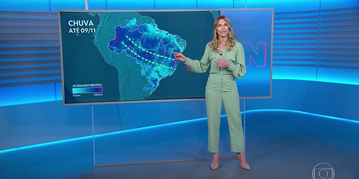 Anne Lottermann dando a previsão do tempo no Jornal Nacional (Foto: Divulgação/Globo) Anne Lottermann dando a previsão do tempo no Jornal Nacional (Foto: Divulgação/Globo)