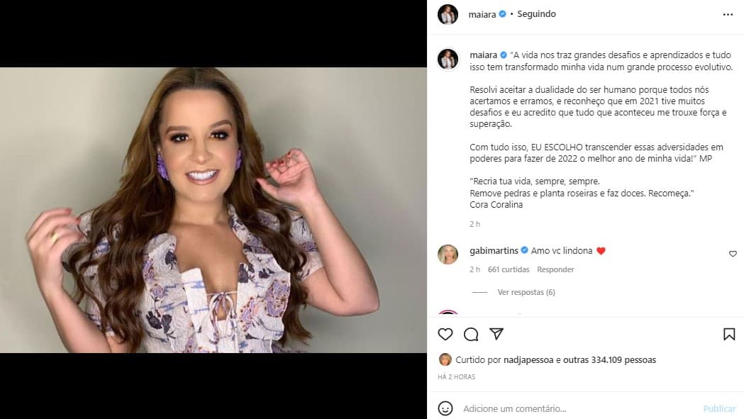 Maiara recebeu todo o amparo necessário (Foto: Reprodução/ Instagram) Maiara recebeu todo o amparo necessário (Foto: Reprodução/ Instagram)