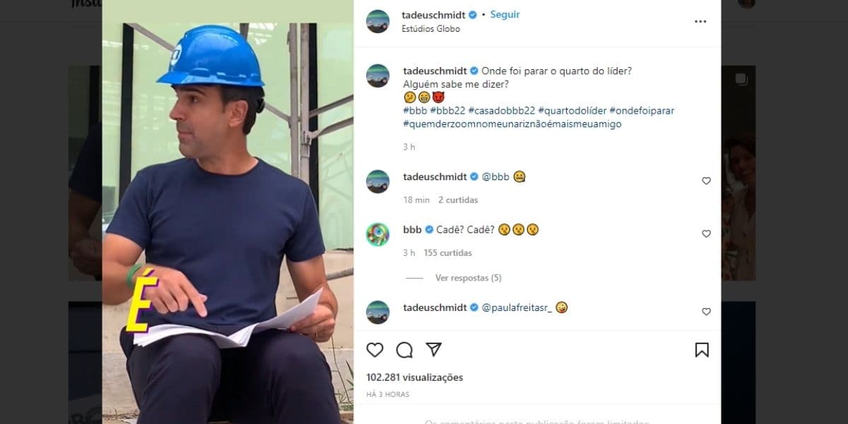 Tadeu Schmidt peita ordem de chefão do BBB, entrega o que não devia e é vetado na Globo Tadeu Schmidt peita ordem de chefão do BBB, entrega o que não devia e é vetado na Globo