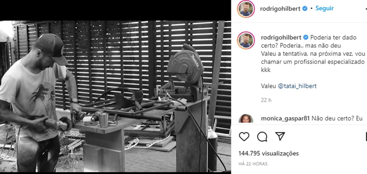 Video de Rodrigo Hilbert tentando construir montanha-russa para os filhos é postado (Reprodução/ Instagram) Video de Rodrigo Hilbert tentando construir montanha-russa para os filhos é postado (Reprodução/ Instagram)
