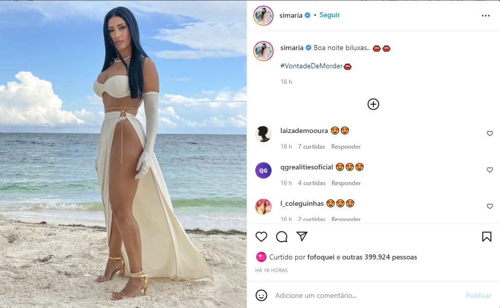Simaria sensualiza em foto na praia - Foto: Reprodução Simaria sensualiza em foto na praia - Foto: Reprodução