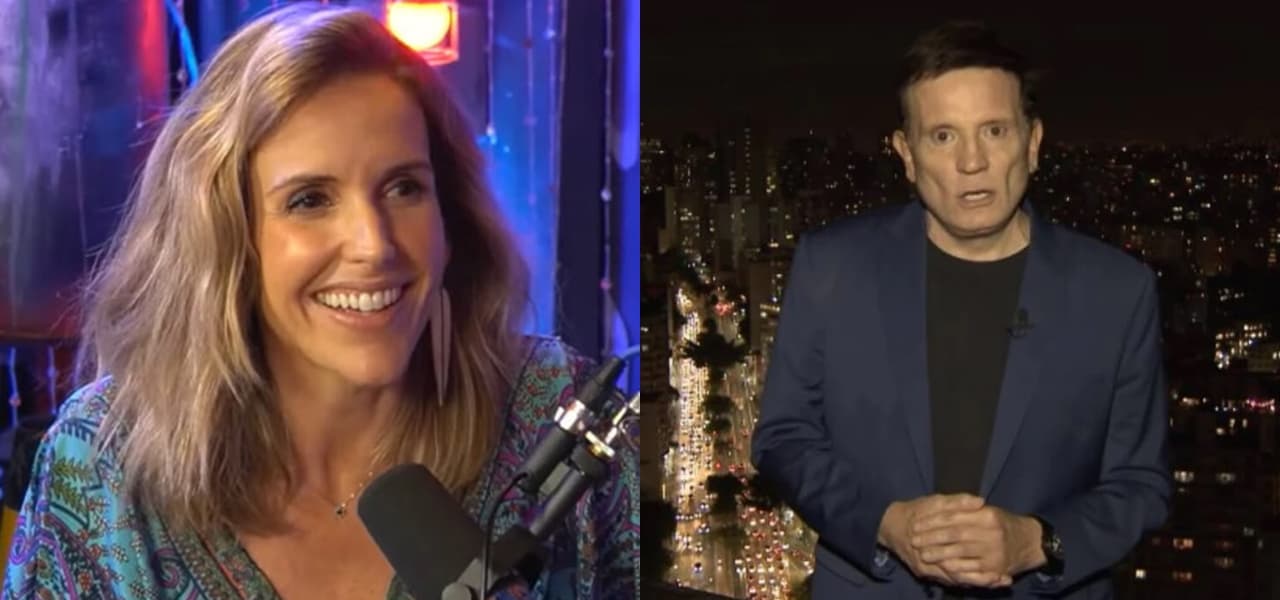 Mariana Ferrão e Roberto Cabrini