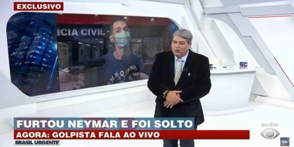 Datena discute com golpista de Neymar ao vivo, é largado falando sozinho e estraçalha: “Picareta, cara de pau”