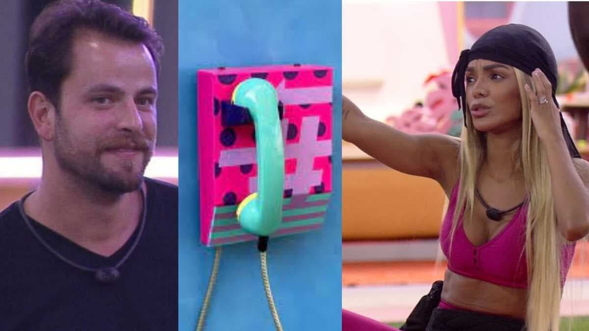 BBB22: Brunna Gonçalves atendeu o Big Fone e colocou Gustavo no Paredão (Foto: Reprodução/Montagem) BBB22: Brunna Gonçalves atendeu o Big Fone e colocou Gustavo no Paredão (Foto: Reprodução/Montagem)