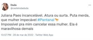 Telespectadores aprovaram 'Pantanal' (Foto: Reprodução / Twitter)