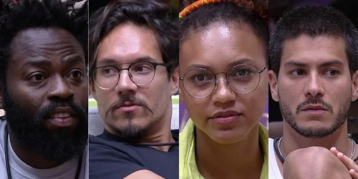 Douglas Silva, Eliezer, Jessi e Arthur estão no paredão do BBB 22 (Foto: Reprodução) Douglas Silva, Eliezer, Jessi e Arthur estão no paredão do BBB 22 (Foto: Reprodução)