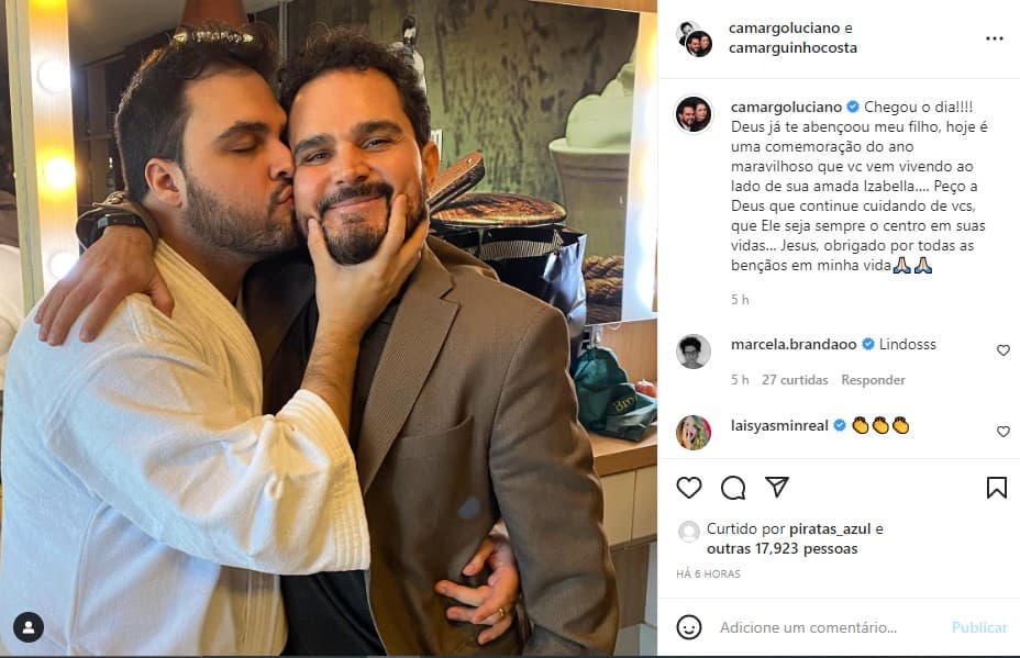 Luciano Camargo se declara ao filho e grande parceiro - Foto: Reprodução Luciano Camargo se declara ao filho e grande parceiro - Foto: Reprodução