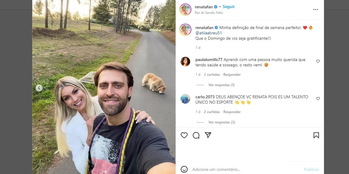 Renata Fan deixa postura discreta de lado, surge ao lado de grande amor e assume paixão: "Sendo feliz" Renata Fan deixa postura discreta de lado, surge ao lado de grande amor e assume paixão: "Sendo feliz"