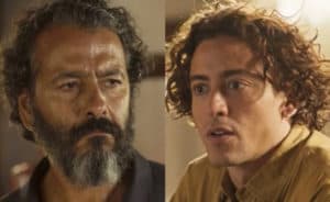 José Leôncio (Marcos Palmeira) tremerá na base com confissão de Jove (Jesuita Barbosa) em Pantanal (Foto: Reprodução / Globo) José Leôncio (Marcos Palmeira) tremerá na base com confissão de Jove (Jesuita Barbosa) em Pantanal (Foto: Reprodução / Globo)