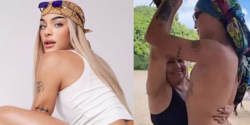 Sem roupa, Pabllo Vittar surge só de fio-dental em fotos expostas pela mãe e volumão é de cair o queixo