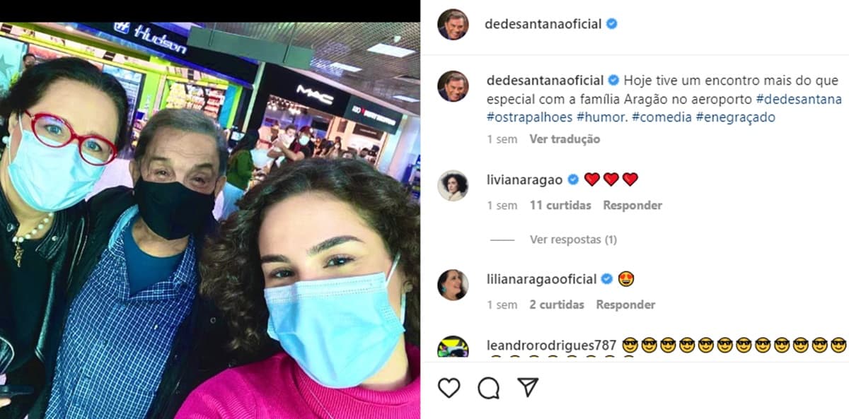 Dedé Santana encontra, sem querer querendo, esposa e filha de Didi no aeroporto Dedé Santana encontra, sem querer querendo, esposa e filha de Didi no aeroporto