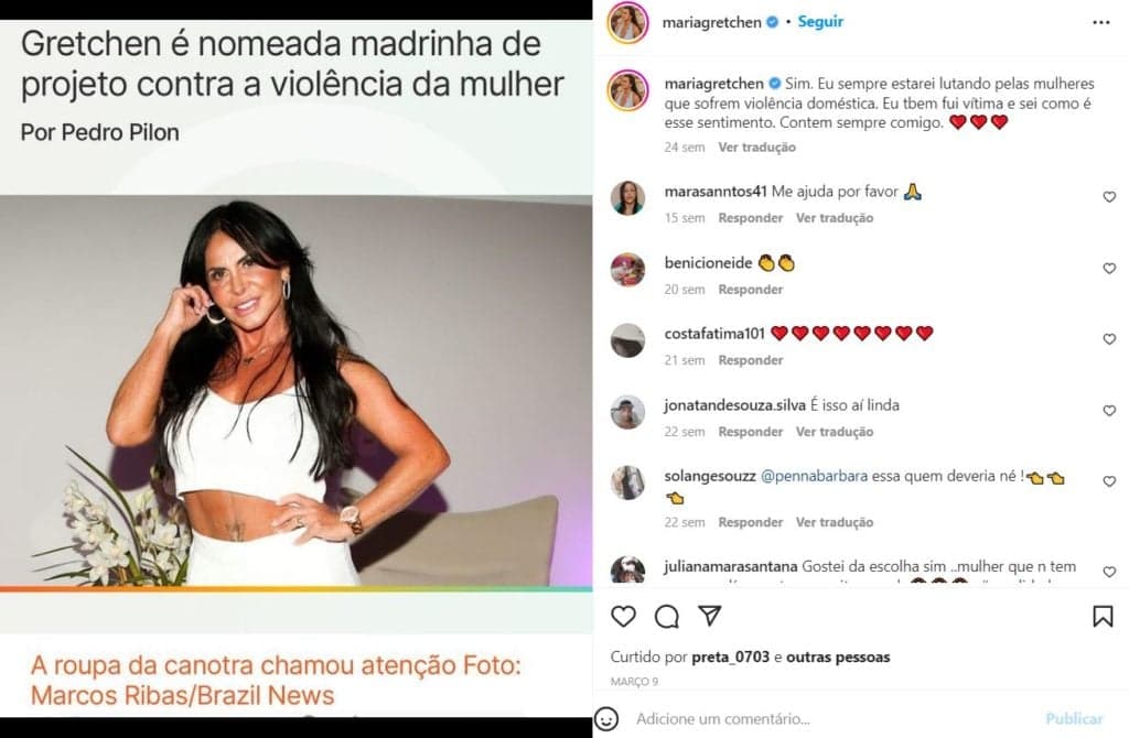 Cantora Gretchen compartilha foto em seu perfil (Foto: Reprodução / Instagram)