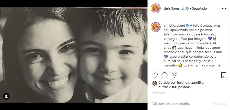 Chris Flores homenageia Gabriel em seu aniversário (Foto: Reprodução/Instagram)