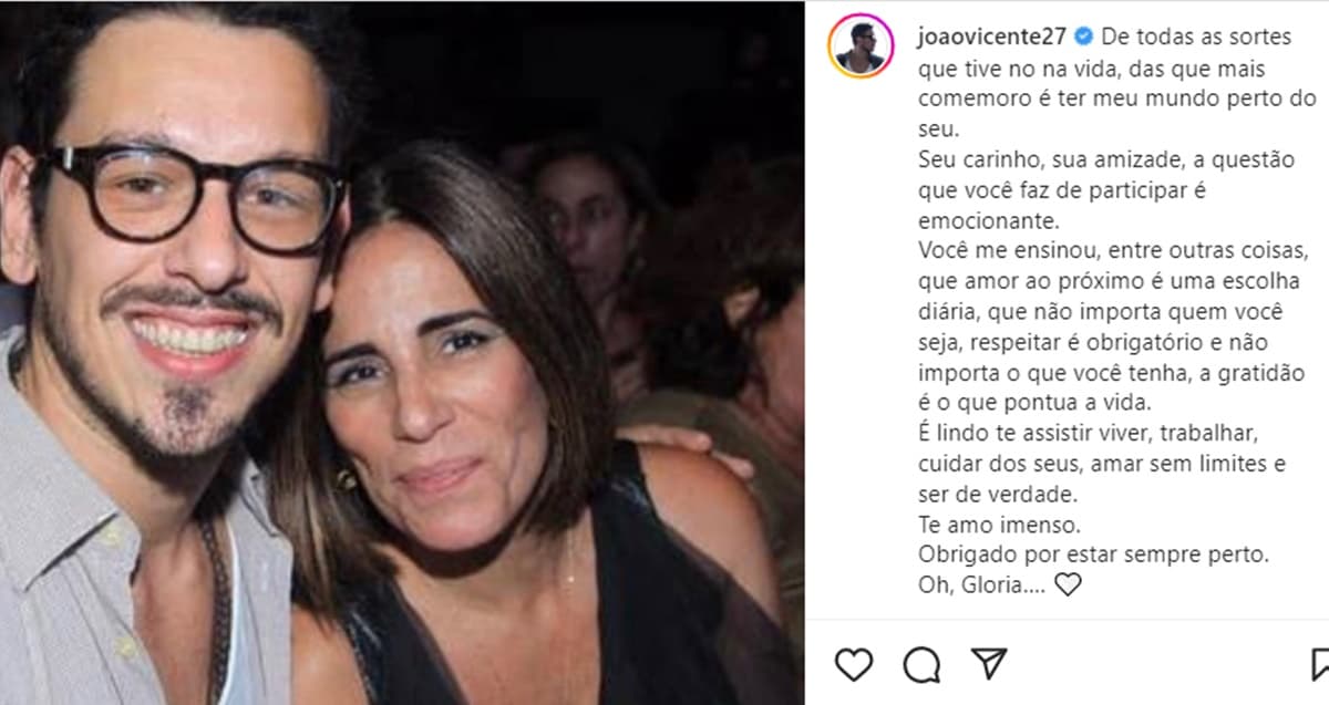 João Vicente de Castro, ex-genro de Gloria Pires, manda textão de aniversário e confessa boa relação conquistada 