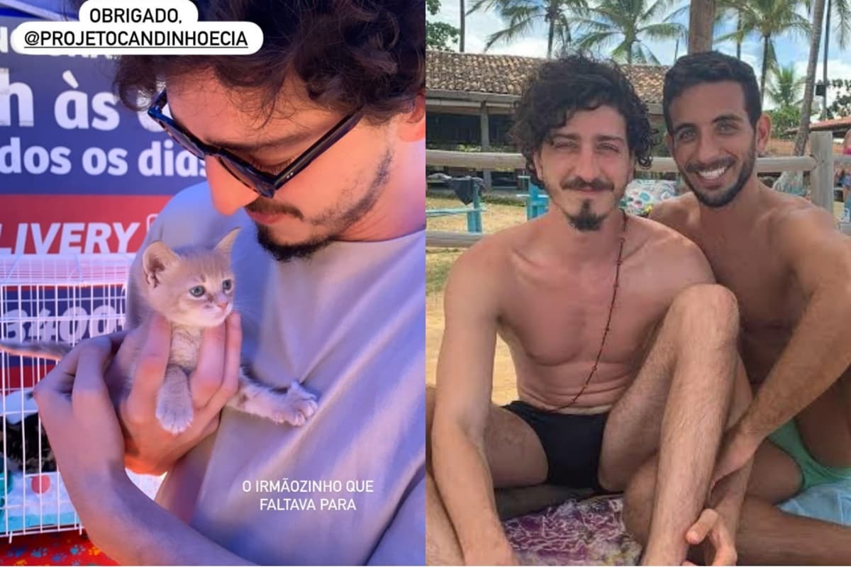 Johnny Massaro adota filhote de gato e vive relação com melhor amigo de infância