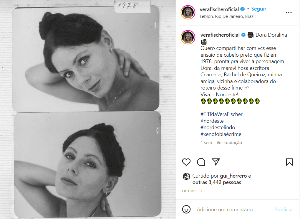 Vera Fisher postou um TBT que tirou o fôlego dos seus seguidores (Foto Reprodução/Instagram) Vera Fisher postou um TBT que tirou o fôlego dos seus seguidores (Foto Reprodução/Instagram)