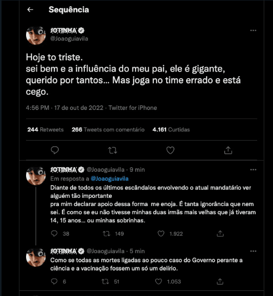 Post de João Guilherme (Foto: Reprodução/Twitter)
