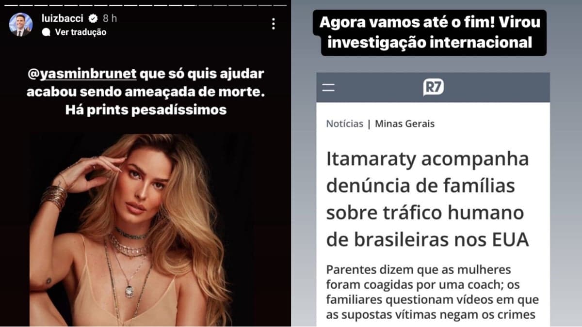 Luiz Bacci entrega ameaça de morte à Yasmin Brunet e vai atrás da verdade do caso de Leticia e Desirre Luiz Bacci entrega ameaça de morte à Yasmin Brunet e vai atrás da verdade do caso de Leticia e Desirre
