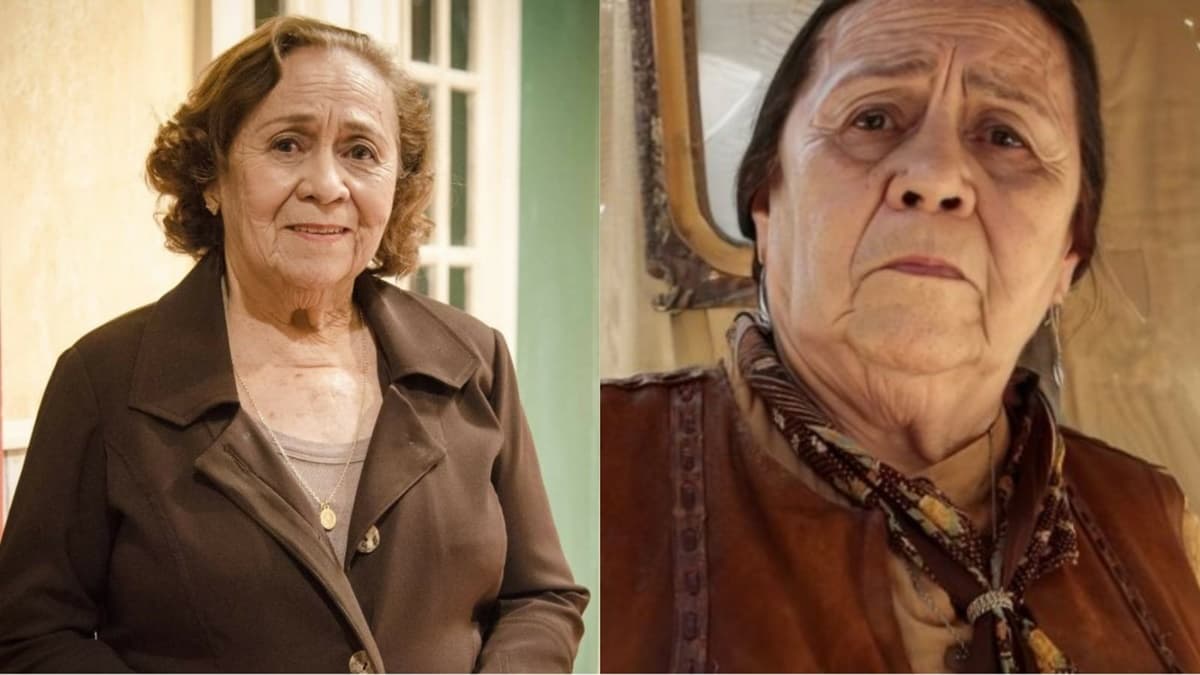 A atriz veterana em foto de produção na Globo e caracterizada em "O Outro Lado do Paraíso" A atriz veterana em foto de produção na Globo e caracterizada em "O Outro Lado do Paraíso"