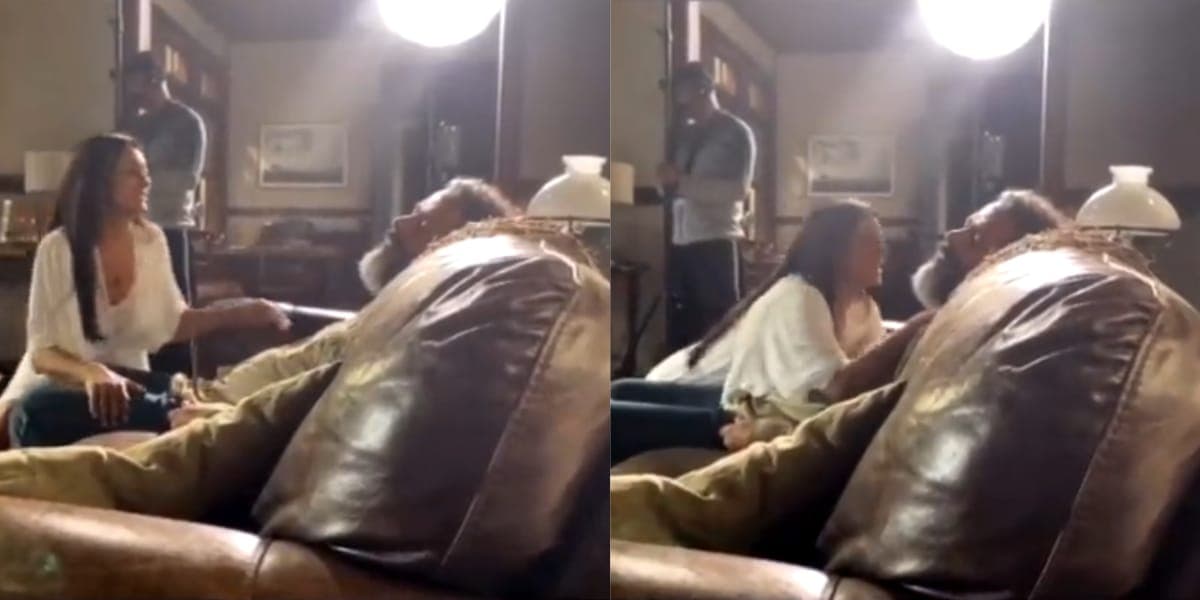 Cena em que Filó (Dira Paes) encontra José Leôncio (Marcos Palmeira) morto na sala de sua fazenda (Reprodução: Globo) Cena em que Filó (Dira Paes) encontra José Leôncio (Marcos Palmeira) morto na sala de sua fazenda (Reprodução: Globo)