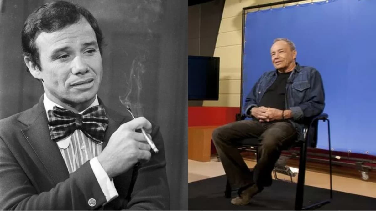 Foto rara de Stênio Garcia novinho de cabelos pretos e mais recentemente em entrevista para o Memória Globo Foto rara de Stênio Garcia novinho de cabelos pretos e mais recentemente em entrevista para o Memória Globo