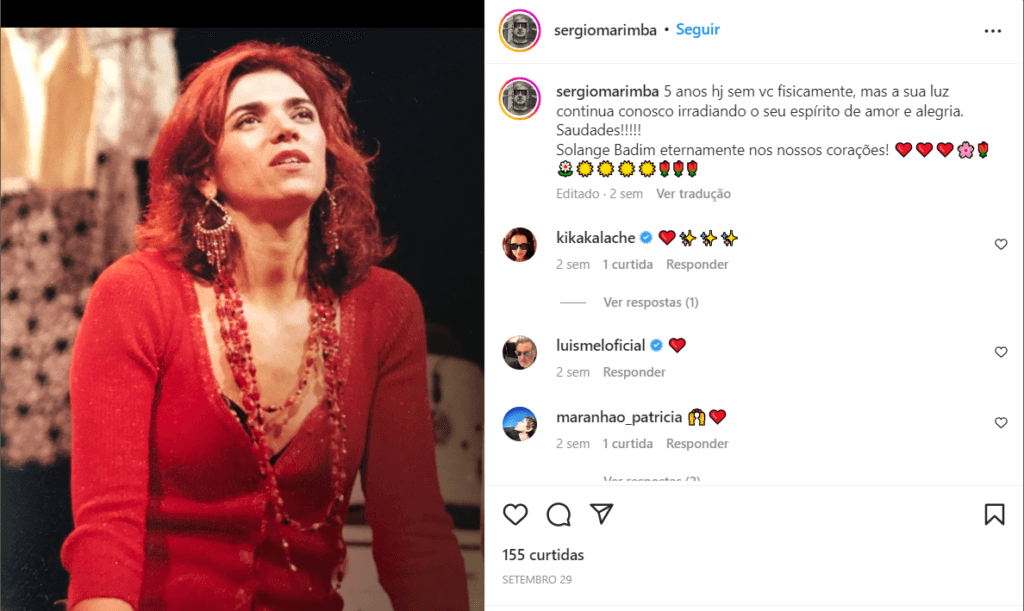 Publicação do marido de Solange (Foto: Divulgação)