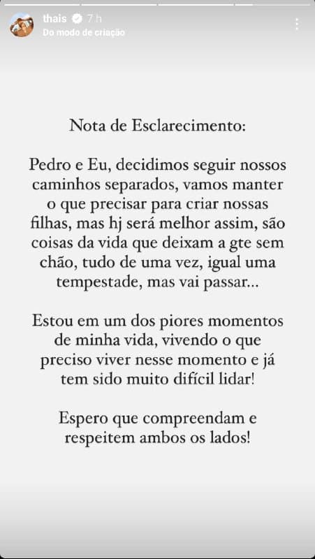 Thaís Gebelein anunciou o fim de seu casamento com Pedro Leonardo, filho de Leonardo (Foto: Reprodução) Thaís Gebelein anunciou o fim de seu casamento com Pedro Leonardo, filho de Leonardo (Foto: Reprodução)