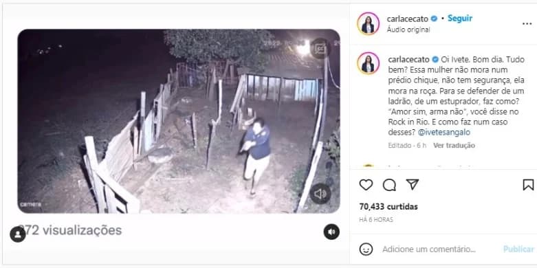 Jornalista Carla Cecato ficou revoltada com situação, não se calou e expôs a cantora Ivete Sangalo publicamente - Foto Reprodução Instagram