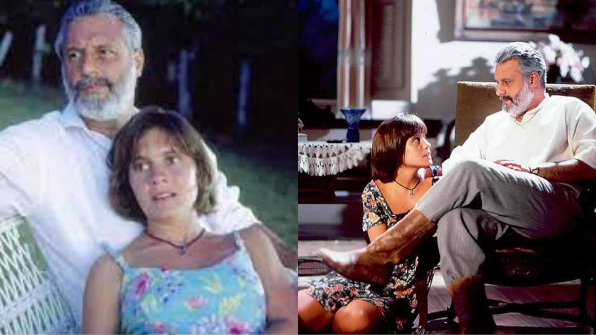 A personagem Mariana em par romântico com Antônio Fagundes em Renascer A personagem Mariana em par romântico com Antônio Fagundes em Renascer