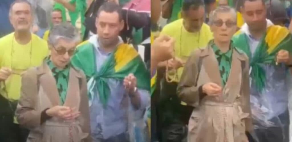 Cássia Kis se une a bolsonaristas, se ajoelha na chuva, no meio da multidão e clama: "Rogai por nós"; vídeo